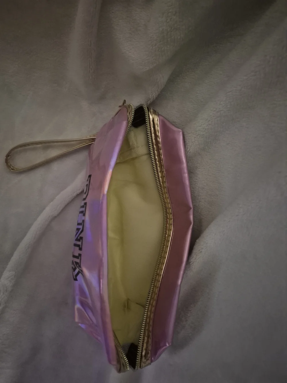 PINK Victoria's Secret Iridescent Pink Wristlet Cosmetic Bag